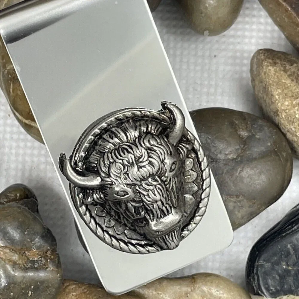 BUFFALO 3D Money Clip Stainless Steel Quality Wedding Party Gift FATHERS DAY NEW
